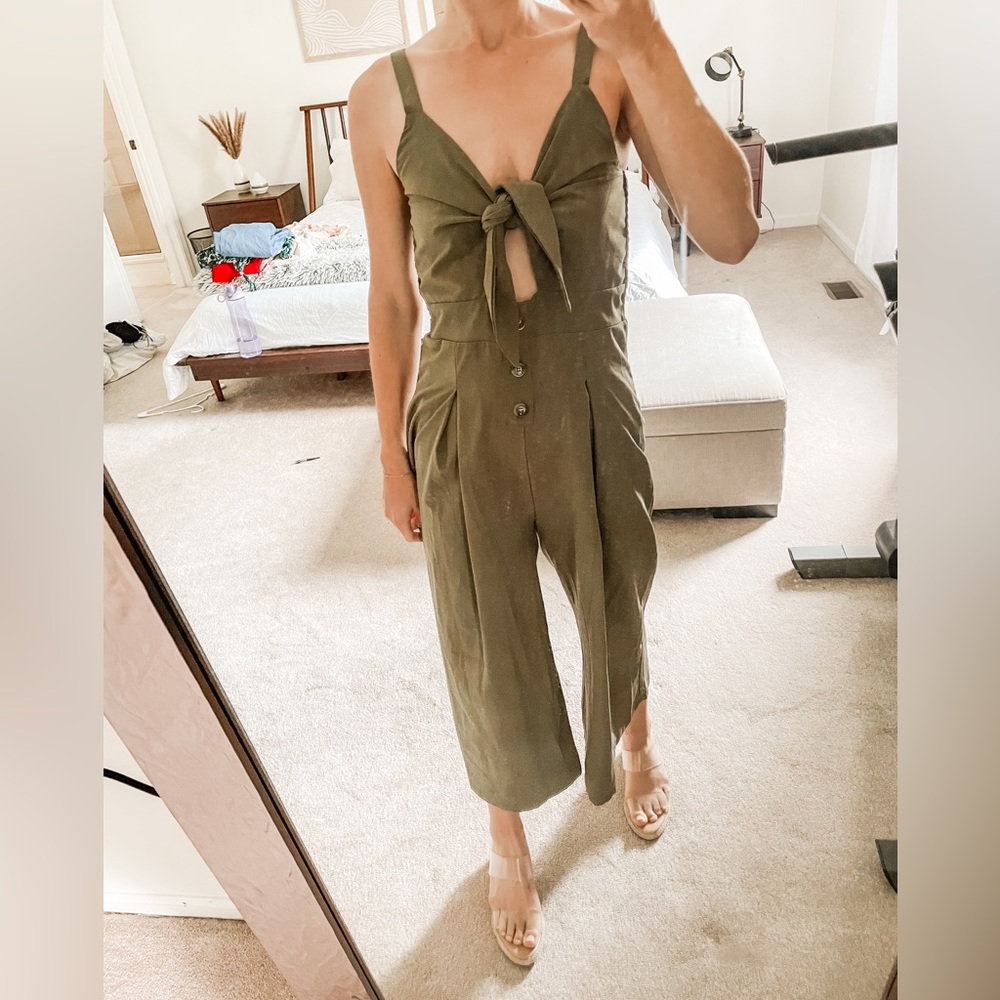 Olive green cutout jumpsuit